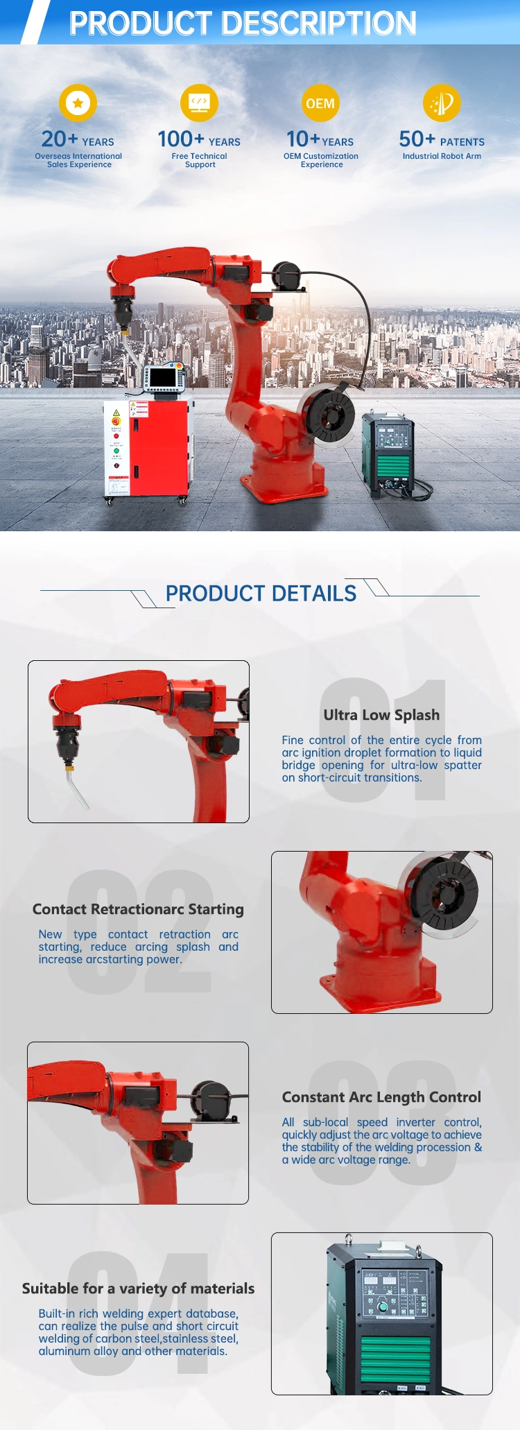 5kg 6kg Payload 6 Axis Industrial Robotic Arm for Welding Cutting and Palletizing Kit 6 Axis Welding Robot Price