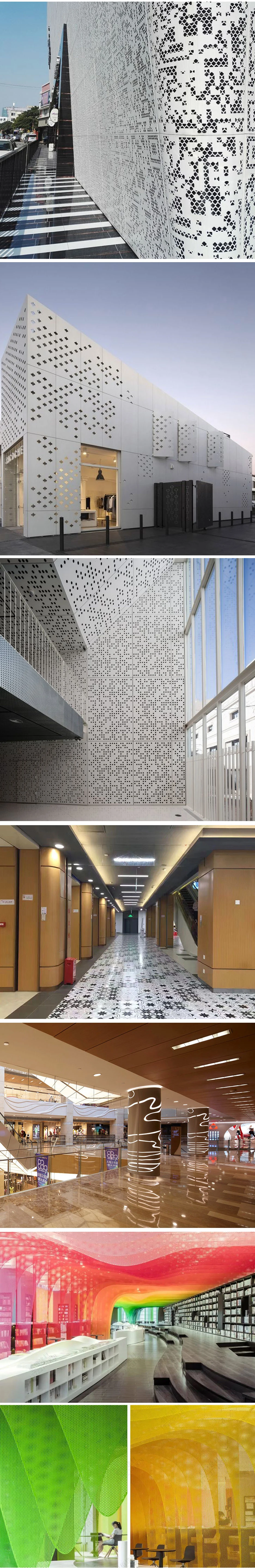 Custom Decorative Perforated Screen Laser Cut Metal Facade Curtain Wall Cladding